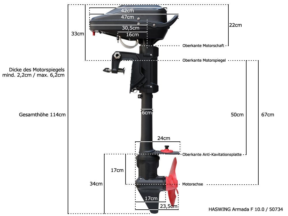Haswing Armada F 10.0 / Gashendel op afstand / 6000W / 48V Borstelloos - Stuurwiel Bediening